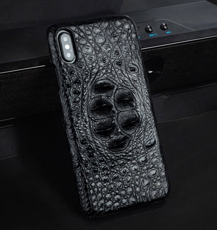 Crocodile & Alligator Leather Snap-on Case for iPhone - Black