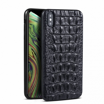 Crocodile & Alligator iPhone Xs, Xs Max Cases with Full Soft TPU Edges - Black - Back Skin