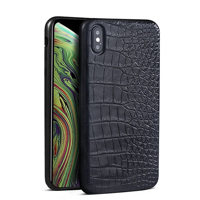 Crocodile & Alligator iPhone Xs, Xs Max Cases with Full Soft TPU Edges - Black - Belly Skin