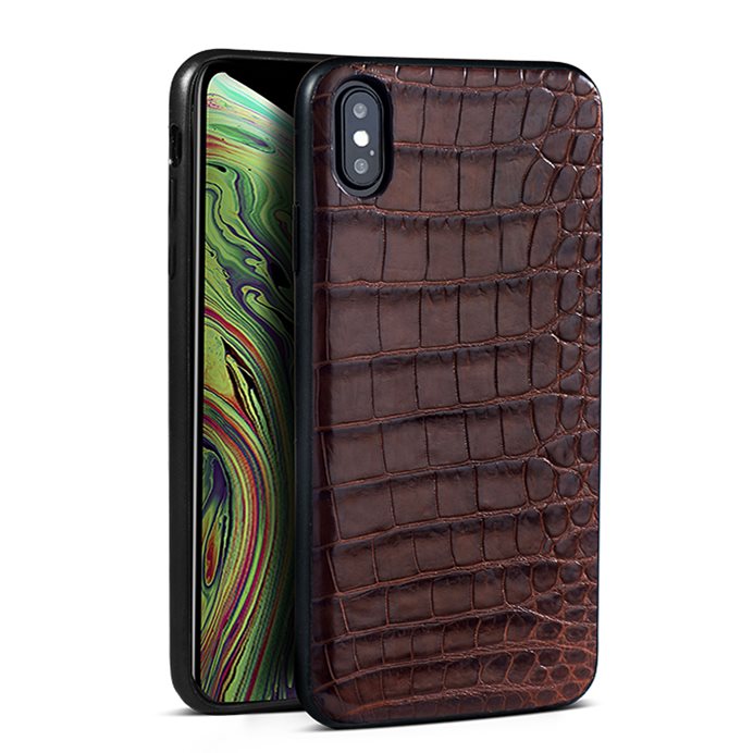 Crocodile & Alligator iPhone Xs, Xs Max Cases with Full Soft TPU Edges - Brown - Belly Skin