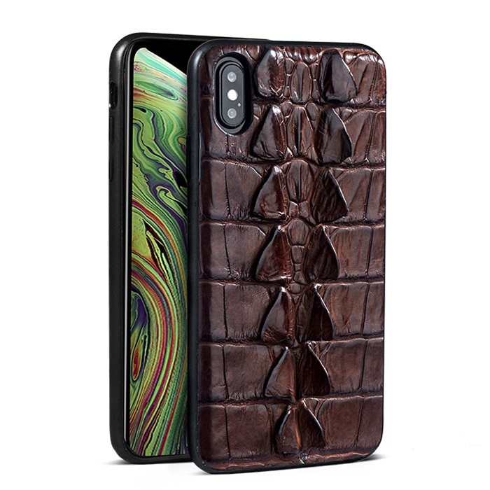 Crocodile & Alligator iPhone Xs, Xs Max Cases with Full Soft TPU Edges - Brown - Tail Skin