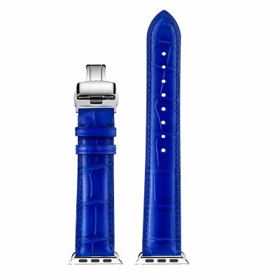 Alligator & Crocodile Apple Watch Bands 40mm, 44mm, Alligator & Crocodile Leather Bands for Apple Watch Series 4, Series 3 - Blue