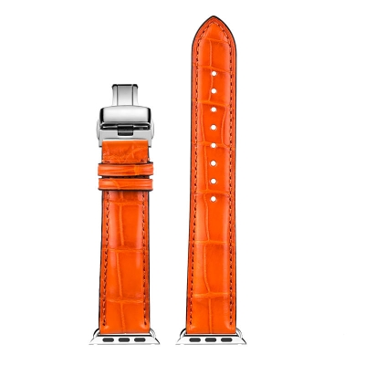 Alligator & Crocodile Apple Watch Bands 40mm, 44mm, Alligator & Crocodile Leather Bands for Apple Watch Series 4, Series 3 - Orange