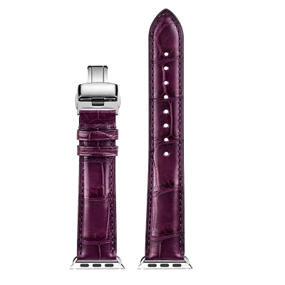 Alligator & Crocodile Apple Watch Bands 40mm, 44mm, Alligator & Crocodile Leather Bands for Apple Watch Series 4, Series 3 - Purple