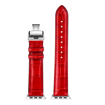 Alligator & Crocodile Apple Watch Bands 40mm, 44mm, Alligator & Crocodile Leather Bands for Apple Watch Series 4, Series 3 - Red