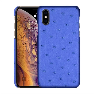 Ostrich iPhone Xs, Xs Max Cases, Ostrich Leather Cases for iPhone Xs, Xs Max - Blue
