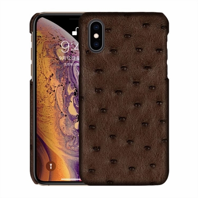 Ostrich iPhone Xs, Xs Max Cases, Ostrich Leather Cases for iPhone Xs, Xs Max - Brown