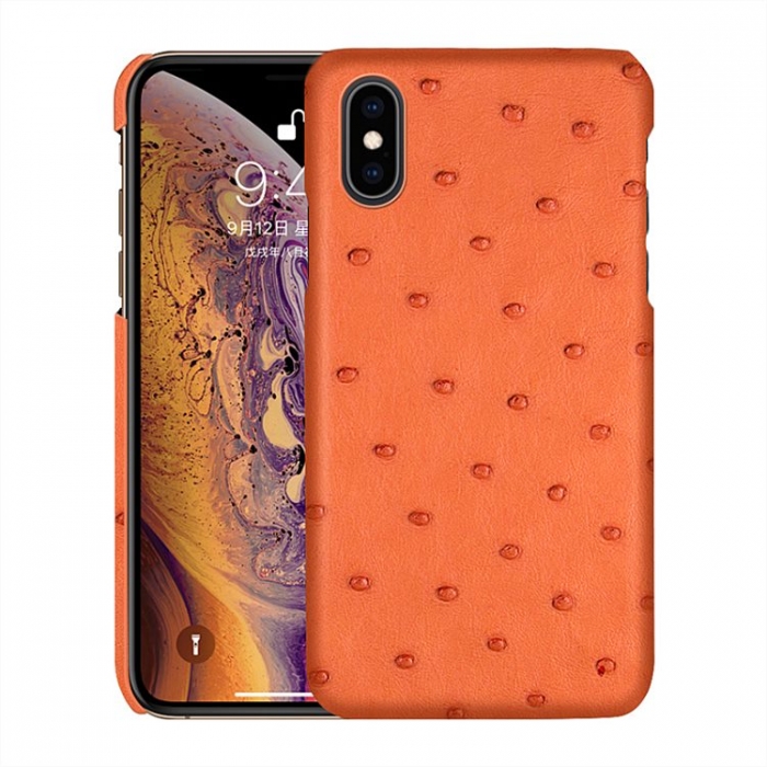 Ostrich iPhone Xs, Xs Max Cases, Ostrich Leather Cases for iPhone Xs, Xs Max - Orange