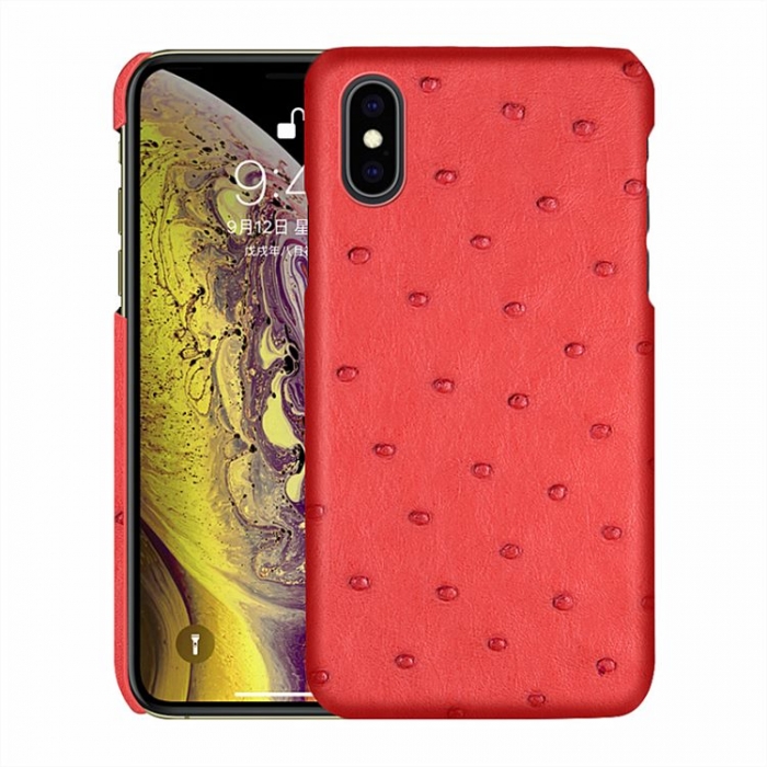 Ostrich iPhone Xs, Xs Max Cases, Ostrich Leather Cases for iPhone Xs, Xs Max - Red