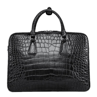 Alligator Business Bag, Alligator Leather Briefcase for Men-Black