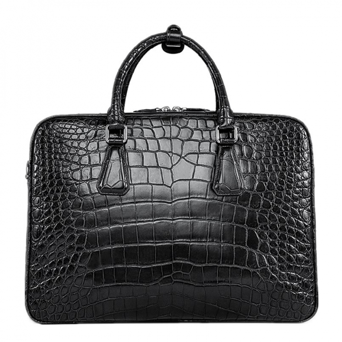Alligator Business Bag, Alligator Leather Briefcase for Men-Black