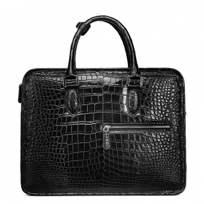 Alligator Crossbody Laptop Business Bag, Alligator Briefcase for Men-Black