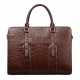 Alligator Leather Briefcase Shoulder Laptop Business Bag-Brown