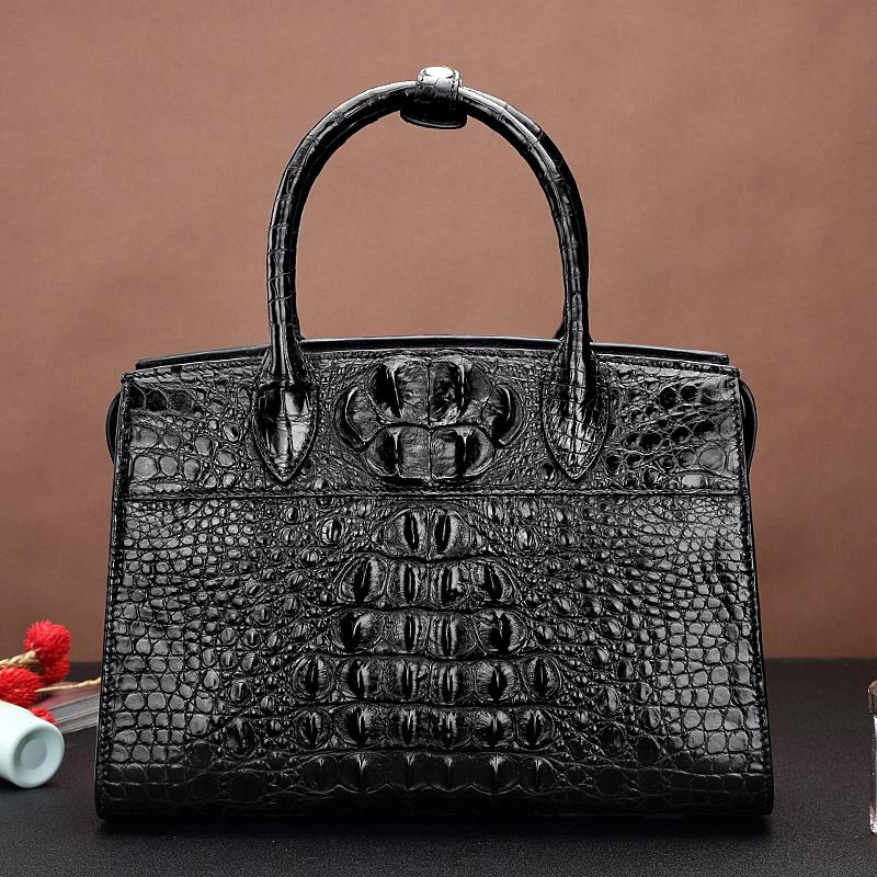 Black Crocodile Leather Bag