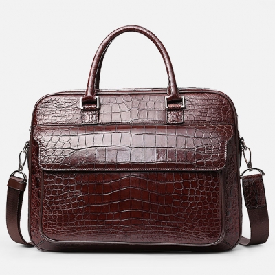 Classic Alligator Leather Briefcase Shoulder Laptop Business Messenger Bag for Men