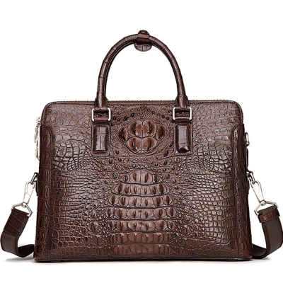 Crocodile Leather Laptop Briefcase with Combination Lock