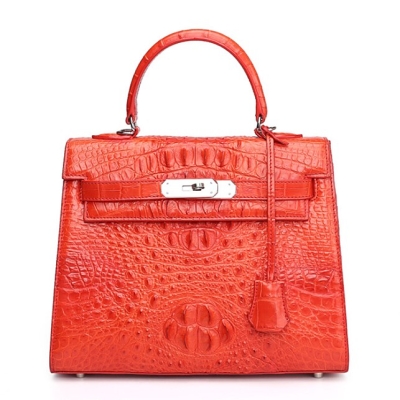 Crocodile Leather Padlock Handbags Shoulder Bags-Red