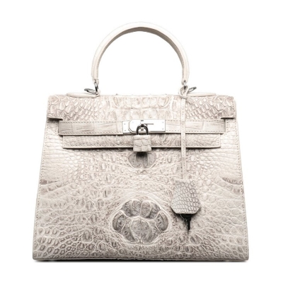 Crocodile Leather Padlock Handbags Shoulder Bags-White