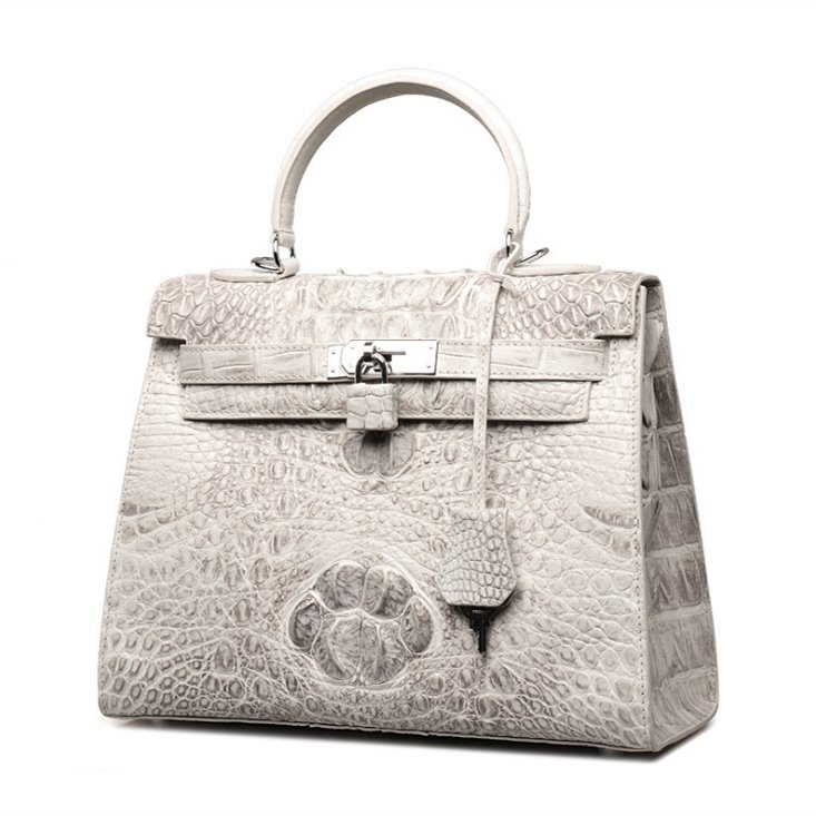 white crocodile handbag