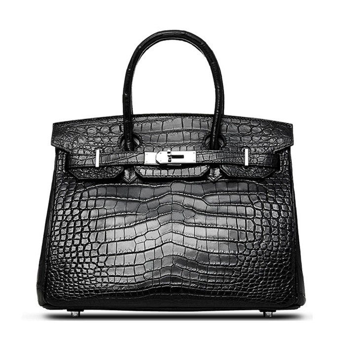 Designer Alligator Handbag-Black