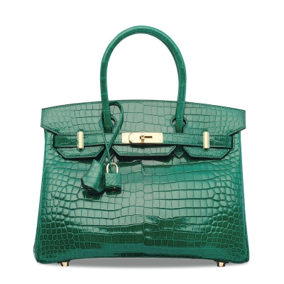 Designer Alligator Handbag-Green