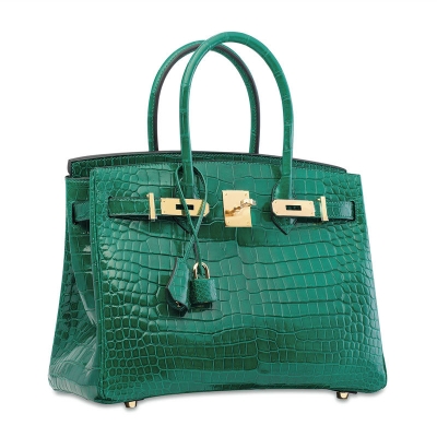 Designer Alligator Handbag-Green-Side