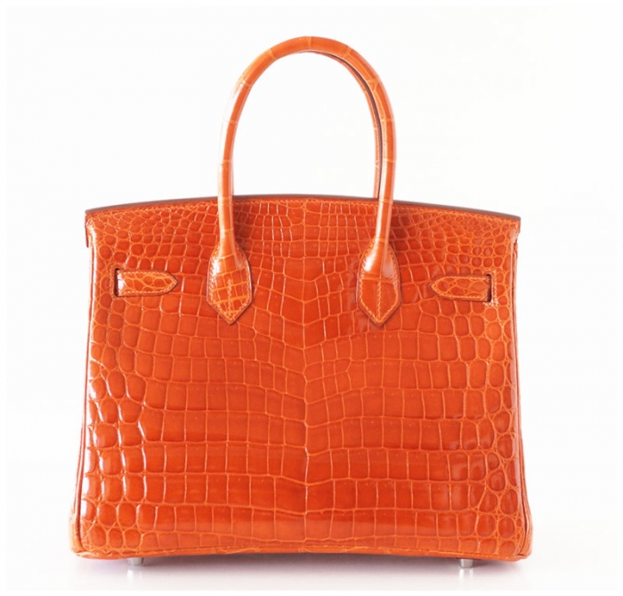 Designer Alligator Handbag-Orange-Back