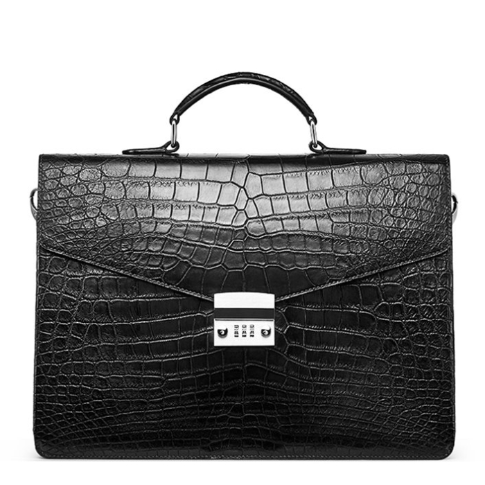 Mens Genuine Alligator Briefcase, Luxury Alligator Business Bag