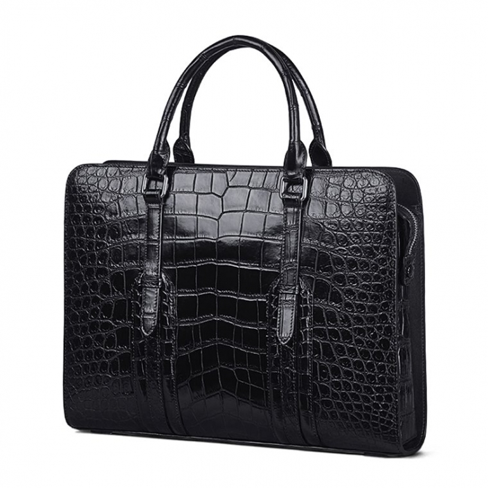 Slim Alligator Leather Briefcase Shoulder Laptop Business Bag