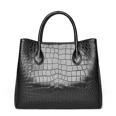 Alligator Handbags Urban Style Satchel Tote Bags-Black