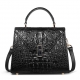 Ladies Designer Crocodile Handbag Shoulder Bag-Black