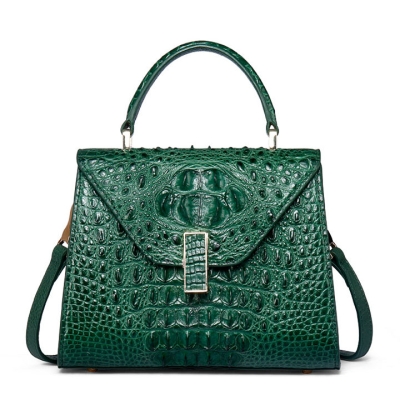 Ladies Designer Crocodile Handbag Shoulder Bag-Green