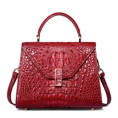 Ladies Designer Crocodile Handbag Shoulder Bag-Red