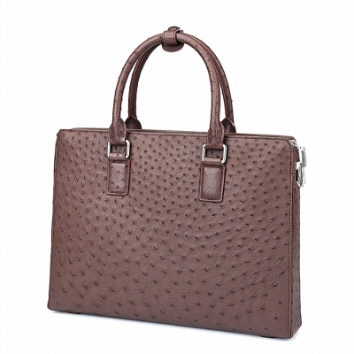 Formal Ostrich Leather Briefcase Laptop Business Bag for Men