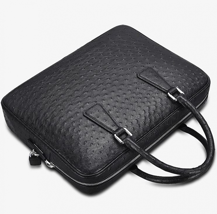 Slim Ostrich Business Bag Designer Ostrich Briefcase for Men