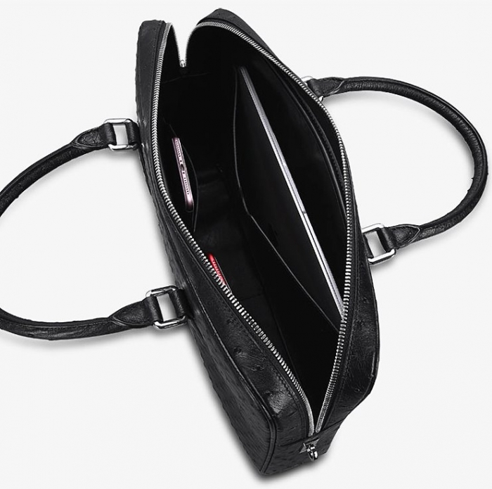 Slim Ostrich Business Bag Designer Ostrich Briefcase for Men-Inside
