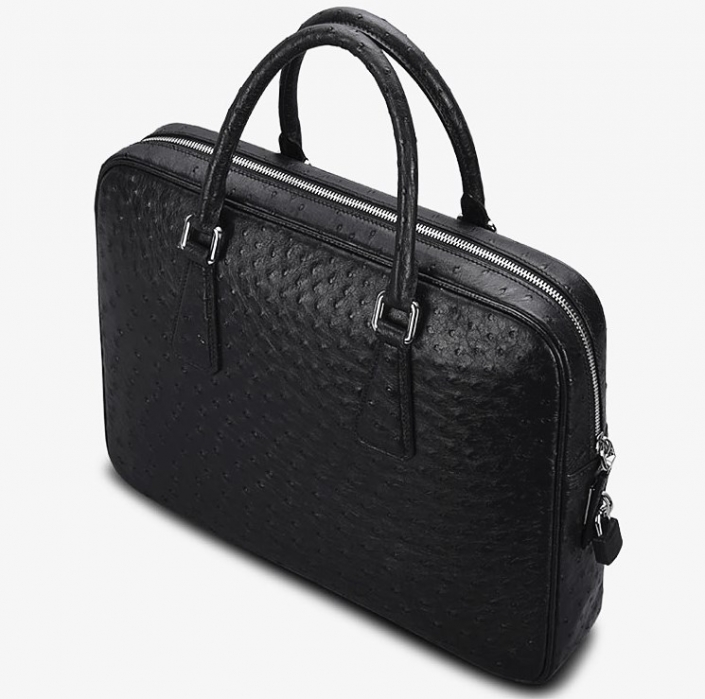 Slim Ostrich Business Bag Designer Ostrich Briefcase for Men