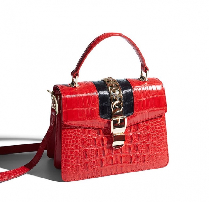 Style Crocodile Handbag Shoulder Bag Crossbody Bag for Lady-Red