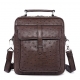 Ostrich Leather Flapover Briefcase Messenger Bag-Brown