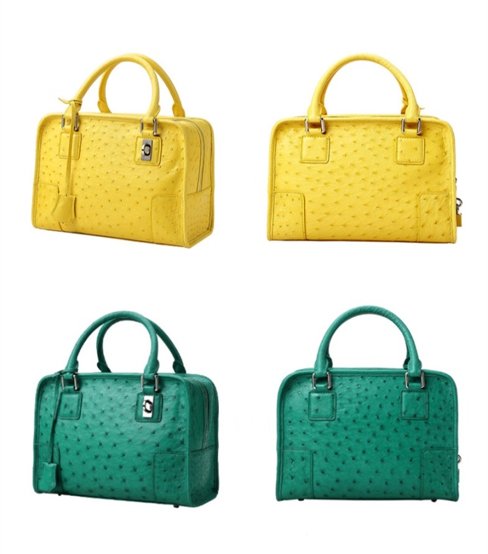 Ostrich Leather Handbags Ladies Ostrich Padlock Bags-Details