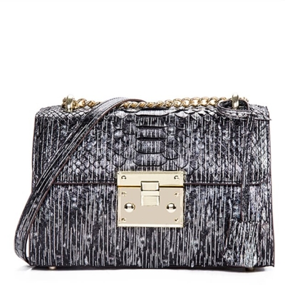 Python Skin Purse, Python Skin Clutch Bag Cross Body Bag-Black