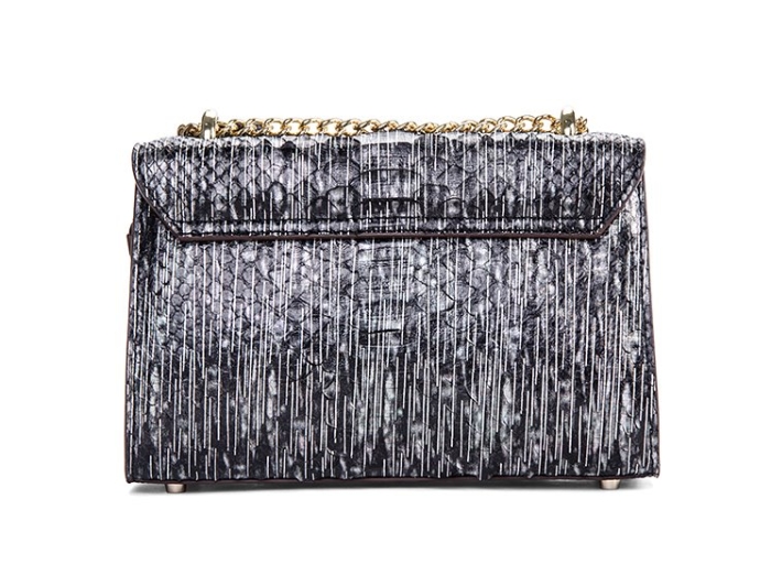 Python Skin Purse, Python Skin Clutch Bag Cross Body Bag-Black-Back