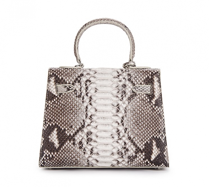 Stylish Snakeskin Handbag Python Flap Crossbody Satchel Bag-Back