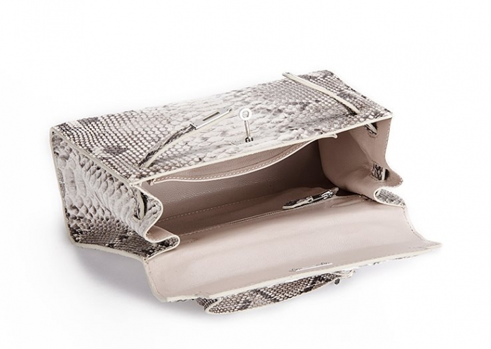 Stylish Snakeskin Handbag Python Flap Crossbody Satchel Bag-Inside