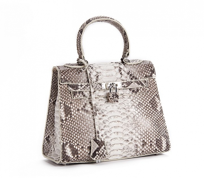 Stylish Snakeskin Handbag Python Flap Crossbody Satchel Bag-Micro Side