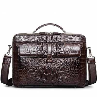 Crocodile Messenger Bag Laptop Briefcase Satchel Shoulder Bag-Brown