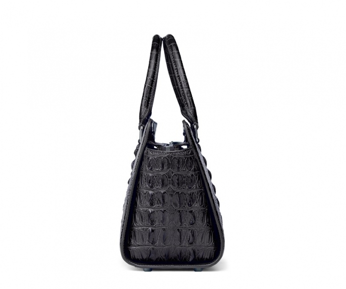 Crocodile Tote Bags Top Handle Shoulder Handbags with Zipper-Side