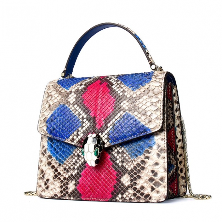 Designer Python Skin Tote Bag Purse Crossbody Bag