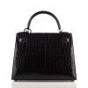 Ladies Designer Alligator Top Handle Satchel Handbags Shoulder Bags-Black-Back