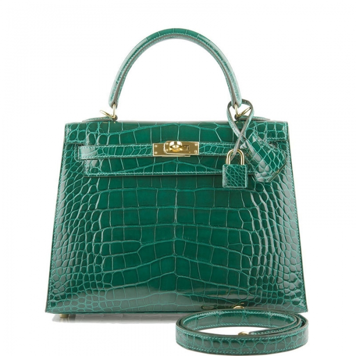 Ladies Designer Alligator Top Handle Satchel Handbags Shoulder Bags-Green